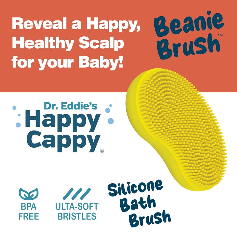 Happy Cappy فرشاة بياني - فرشاة لعلاج قشرة الرأس للأطفال، للعناية بالبشرة الجافة، مقشر لطيف لفروة رأس الطفل أثناء الاستحمام، يساعد في التخلص من القشرة والرقائق، سيليكون آمن للطعام، خالي من BPA - Image 3